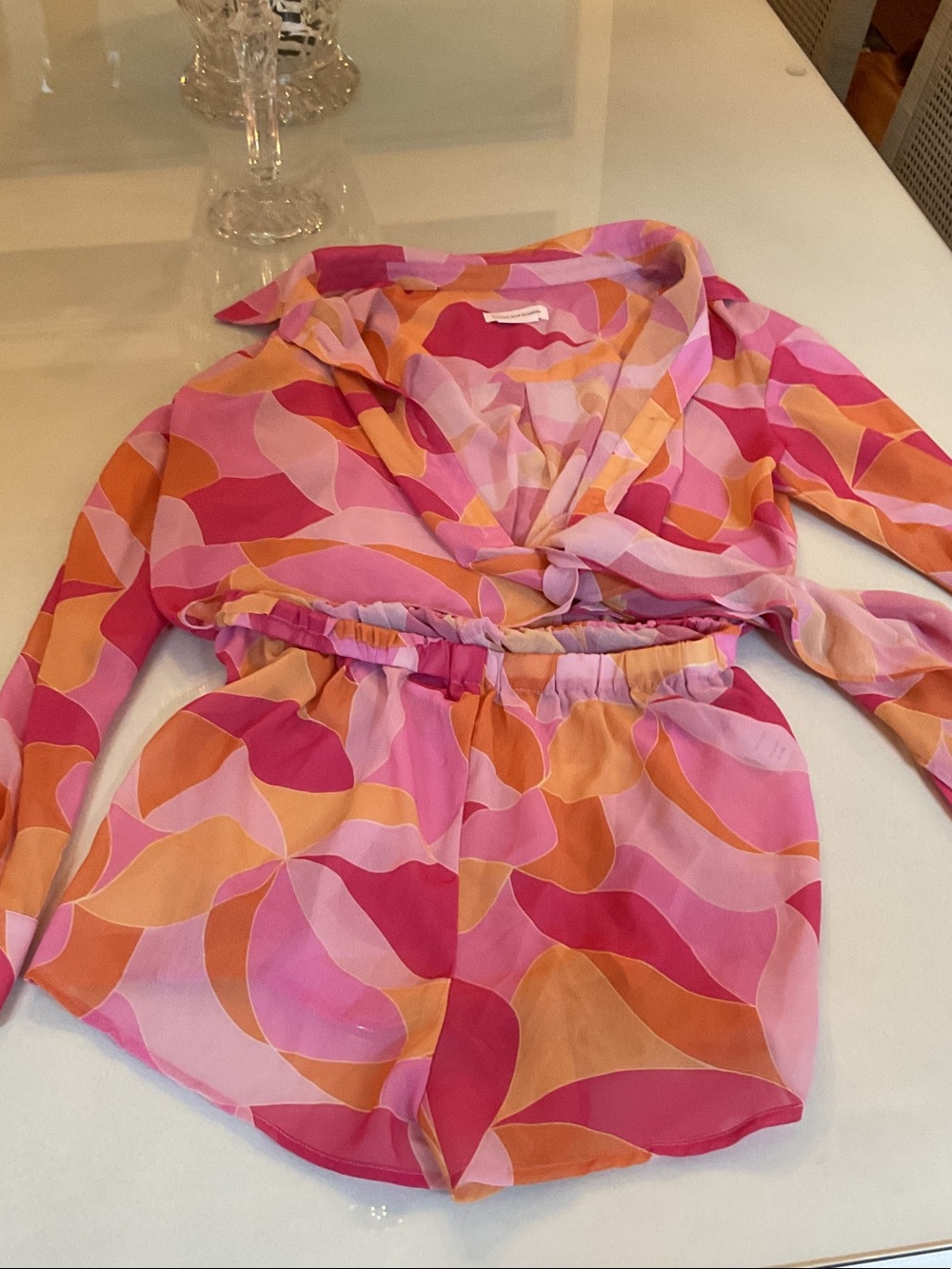 Lovers and friends jumPink & Orange Patterned Long-Sleeve Top - Brand Unspecifie
